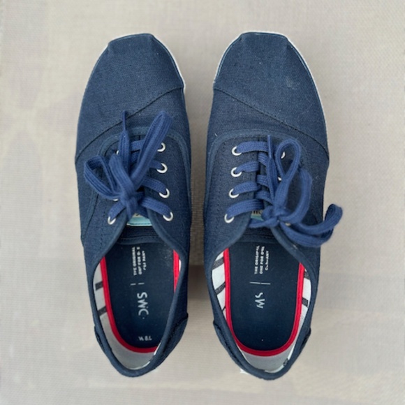 TOMS Navy Canvas Sneakers - Picture 8 of 9